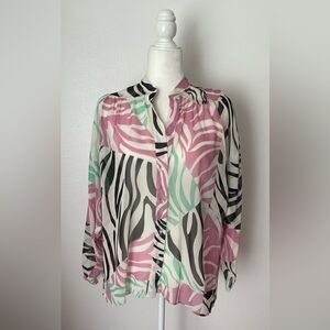 Zara Semi-sheer Animal Print Blouse Multicolored